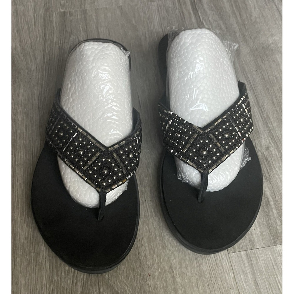 Yellow Box Women's Flip Flops Sandy Black Size 6 - Picture 2 of 5